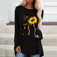 thumbnail image 2 of Camiseta de manga larga informal suelta con cuello redondo y estampado de color liso para mujer Fridja  hj1738, 2 of 4