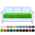 thumbnail image 1 of CHOK 2024 Texture Grid Slipcover Stretch Box Seat Cushion Cover (3 Pcs  Khaki), 1 of 5