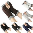 thumbnail image 2 of 1 Pair Gloves Fingerless Windproof Winter Solid Color Arm Sleeve Cover for Outdoor, 2 of 10