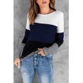 thumbnail image 2 of ABPHQTO Top de rayas de empalme con bloques de color azul con estilo para mujer, 2 of 5