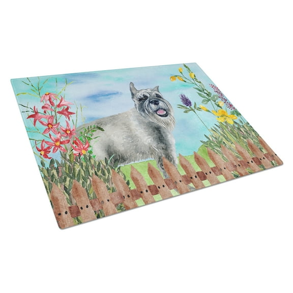 Caroline's Treasures Schnauzer Spring Glass Cutting Board Large