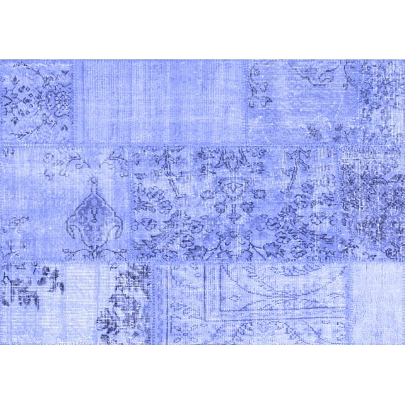 Ahgly Company Indoor Rectangle Patchwork Blue Transitional Area Rugs, 7' x 9'