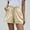 Khaki, variant on Sakmal Casual Shorts for Women Summer Hybrid Cotton and Linen Black Shorts with Pockets