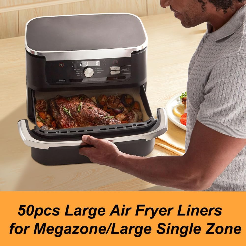 Air Fryer Liners Compatible with Ninja Foodi DZ071 7-QT/ 11-QT/Bella 4 QT TriZone Airfryer/Instant 9 QT DualZone FlexBasket Airfryer, 100pcs Small Air Fryer Dual Liners & 50pcs for Large