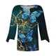 thumbnail image 4 of Ichuanyi liquidación de moda femenina de verano en v-neck 3/4 manga estampada de camiseta casual de camiseta ICHUANYI WER2023081603346, 4 of 5