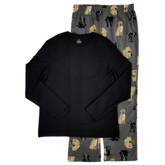 Mens 2 Pc Long Shirt & Microfleece Labrador Dog Pants Pajama Sleep Set XL