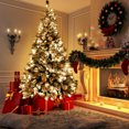 thumbnail image 2 of 6ft Pre-Lit Flocked Artificial Christmas Tree, 250 Clear Lights, Easy Assembly with 928 Branches, for Christmas Party Decoration, 2 of 9
