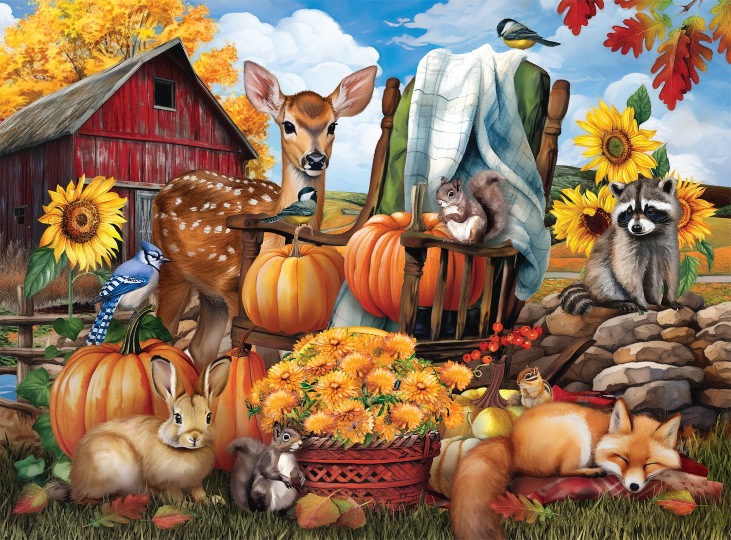 Buffalo Games Country Life Autumn Animals 1000-Piece 26.75 x 19.75-inch Interlocking Jigsaw Puzzle for Adults Ages 14+