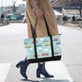 thumbnail image 4 of FORMRS Canvas Laptop Tote Bag for Women with 15.6" Computer Compartments Shoulder Handbag, Blue Trains Pattern, 4 of 7