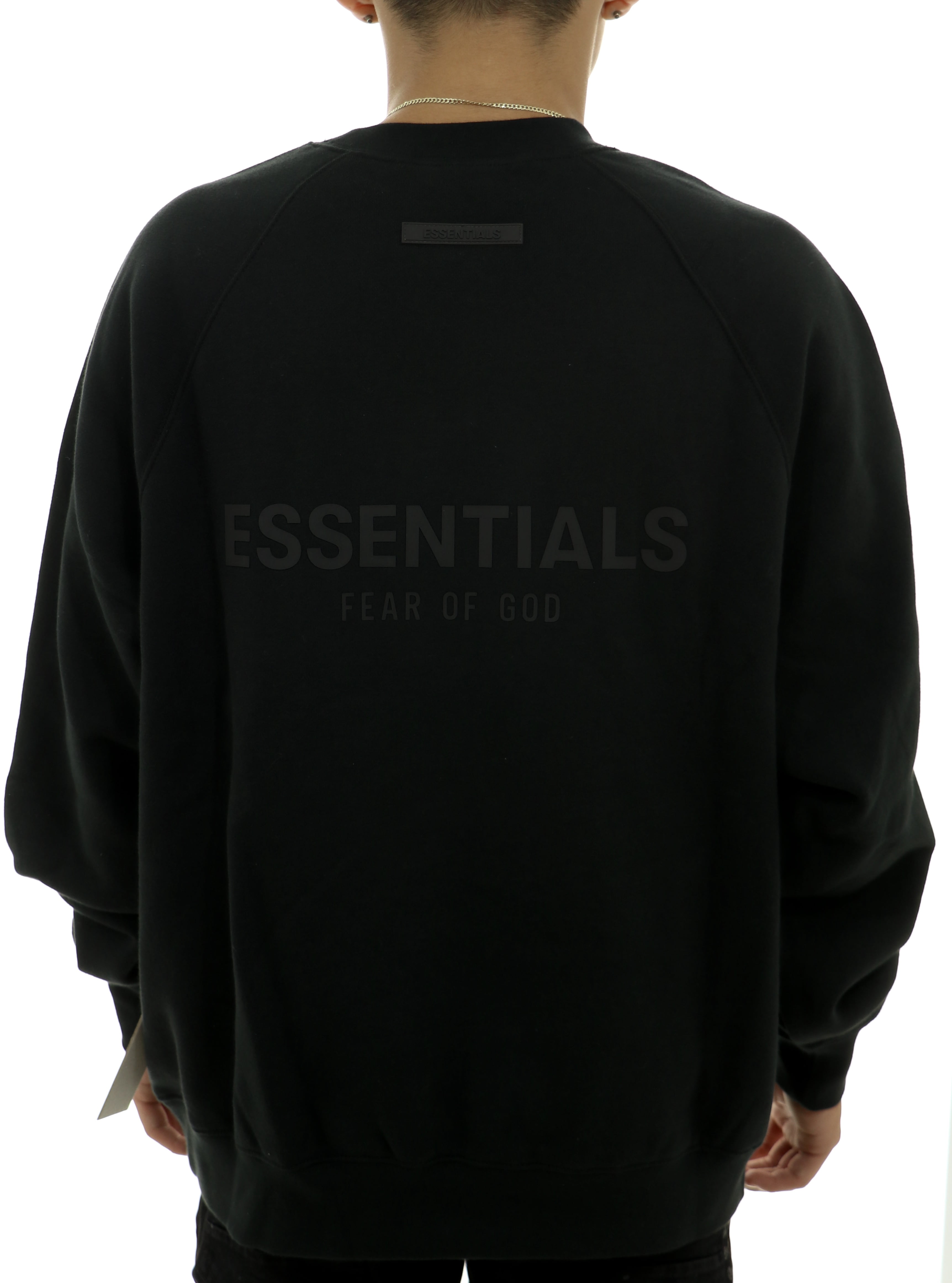 essentials black crewneck pullover sweatshirt