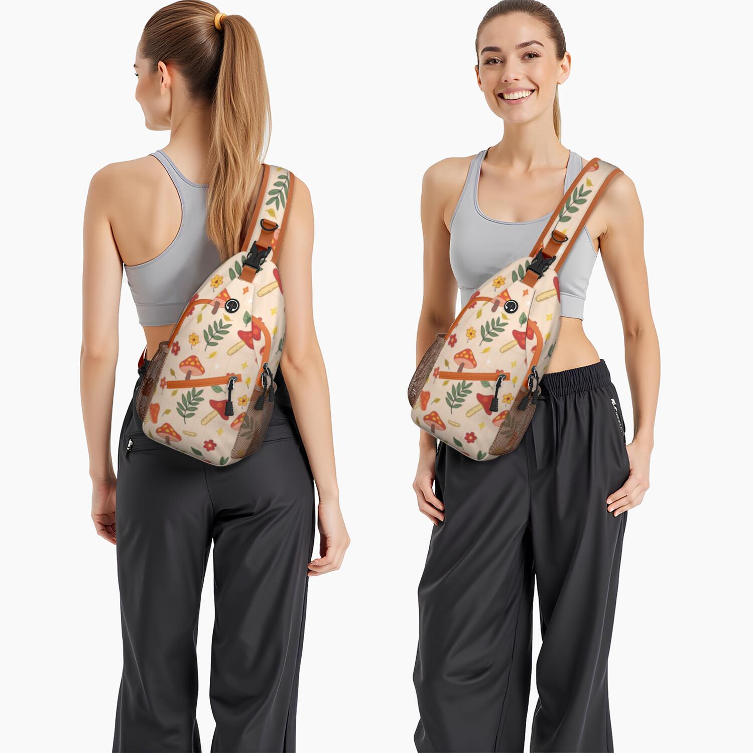Travel Sling Bag Mushroom Hiking Sling Backpack Casual Bag for Men Women