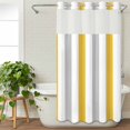 thumbnail image 3 of Orange Grey Striped No Hook Shower Curtain Waterproof, Bathroom Curtains with Snap in Liners and See Through Top Window, Geometric Vertical Stripes White Hotel Style Bathtub Curtains Shower 36"Wx72"L, 3 of 8