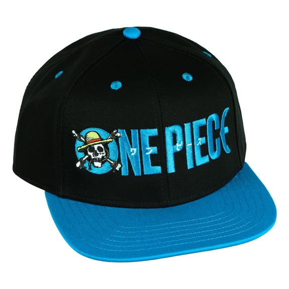 One Piece Flat Brim Hat Embroidered Logo Adjustable Snapback Baseball Cap, Men's OSFM