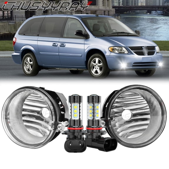 CHUSYYRAY for Dodge Grand Caravan 2005-2008 Clear Lens Bumper Fog Light Replacement Lamps Kit