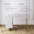 thumbnail image 3 of Nathan James Jacklyn White Modern Computer Desk, Workstation or Writing Desk for Small Spaces with Drawers and Cabinet Storage, White/Pale Gold, 3 of 8