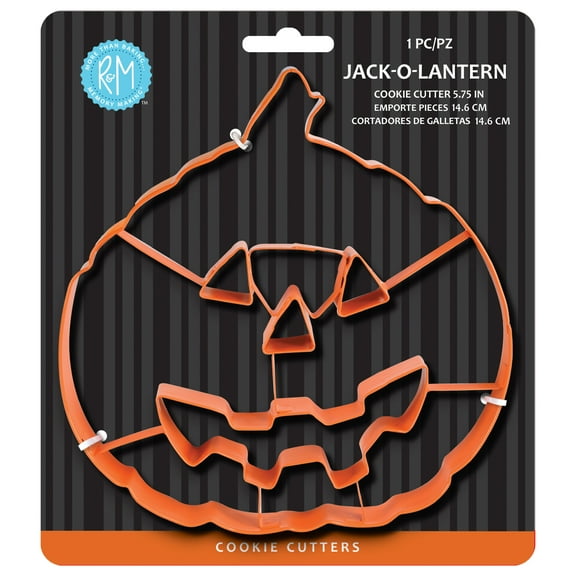 R&M International Jack-O-Lantern with Cutouts Cookie Cutter (Orange, 5.75")