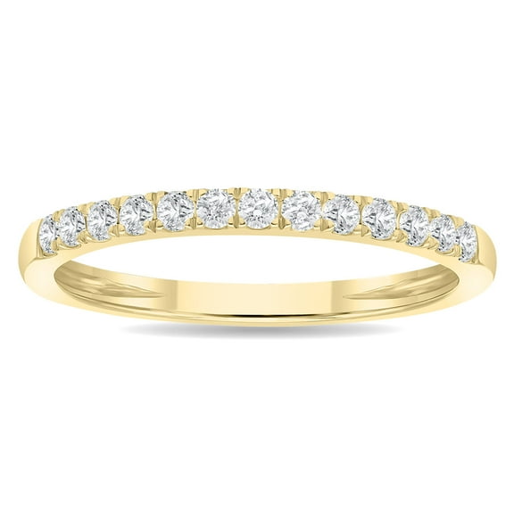 SZUL Women's 1/4 Carat TW 2MM Round Diamond Wedding Band in 10K Yellow Gold (J-K-L Color, I2-I3 Clarity)