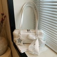 thumbnail image 3 of Bolso de mano informal para mujer con colgante de estrella bolso de hombro a la moda bolso de mano con lazo de Color sólido para las axilas bolso diario para niñas al aire libre, 3 of 9