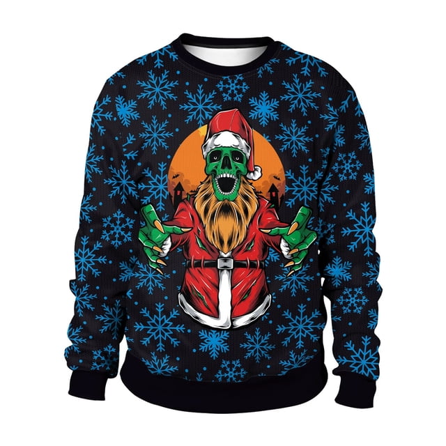 Sudadera de calavera de Papá Noel para hombres y mujeres, jersey de cuello redondo, Top de gran tamaño, estampado 3D, ropa de calle Hip Hop, ropa de Halloween y Navidad
