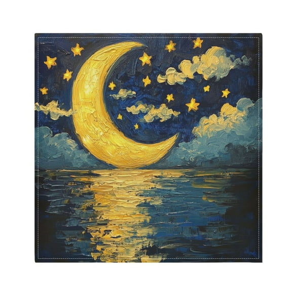 Qxltty Bright Moon over The Water Napkins 20×20in Perfect for Parties Dinners Weddings Cocktail Housewarming Cloth Napkins Set of 6