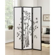 Roundhill Furniture 3-Panel Oriental Shoji Screen/Room Divider in Black