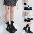 thumbnail image 2 of Calcetines góticos punk para mujer, medias de tubo Harajuku con cadena de flores de Camelia sintética, 2 of 5