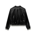 thumbnail image 6 of YEAHDOR Womens Metallic Shiny Bomber Jacket Casual Holographic Long Sleeve Festival Coat Disco Dance Outerwear Black 3XL, 6 of 7