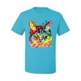 thumbnail image 2 of Wild Bobby Dean Russo Colorful Blue Eyes Cat Cat Lover Men Graphic Tee, Light Turquoise, Large, 2 of 5