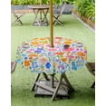 thumbnail image 4 of Boanket Outdoor Tablecloth with Umbrella Hole for Patio/Picnic/Party/Camping, Spring Floral Waterproof Table Cloth Round Cover Washable, Pastoral Colorful Botanical Summer (Dia 54"), 4 of 7