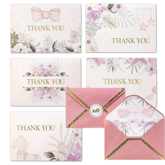 50 Pcs 4x6 inch Blank Thank You Cards - Bulk Greeting Cards for Birthdays, Weddings, Baptisms, Bridal Showers.