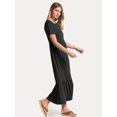 thumbnail image 4 of SANOPY Womens Summer Casual Maxi Dress with Pockets Solid Color A line Tiered Flowy Short Sleeve Crewneck T-shirt Beach Travel Long Dresses, 4 of 6