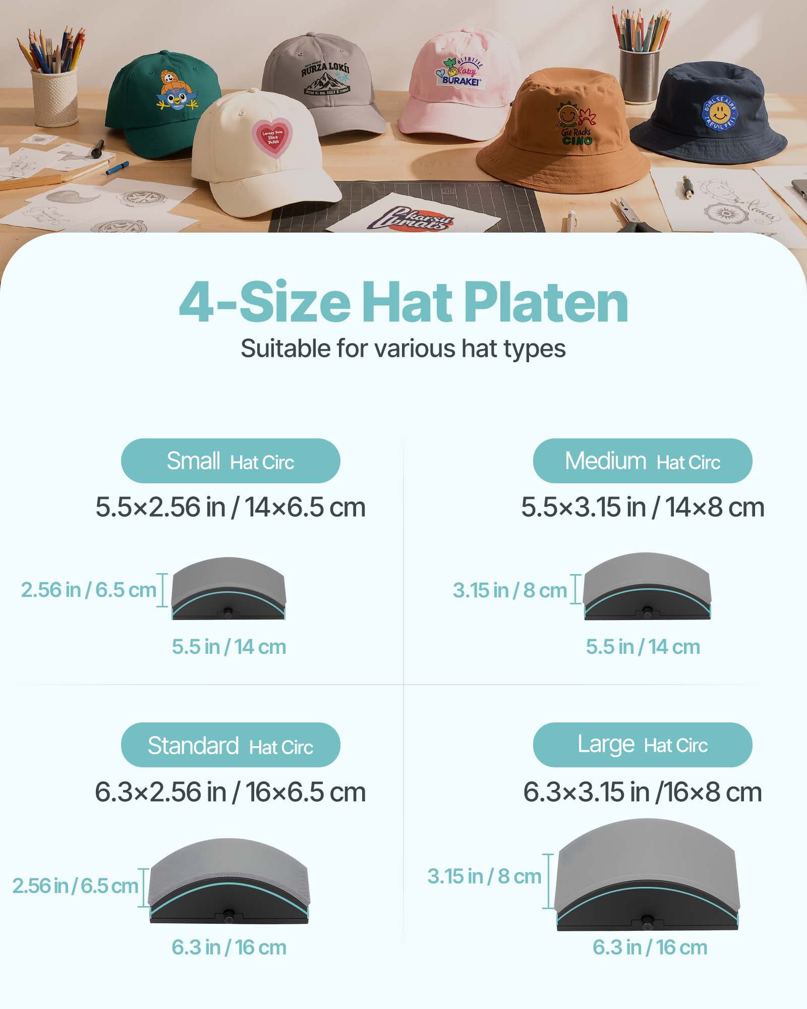 VEVOR Hat Heat Press Machine, with 4pcs Interchangeable Platens, Precise Temperature and Time Control, Hat Press for HTV Iron On and Sublimation Projects, for Caps,Headbands,Cuffs,Face Masks,Green