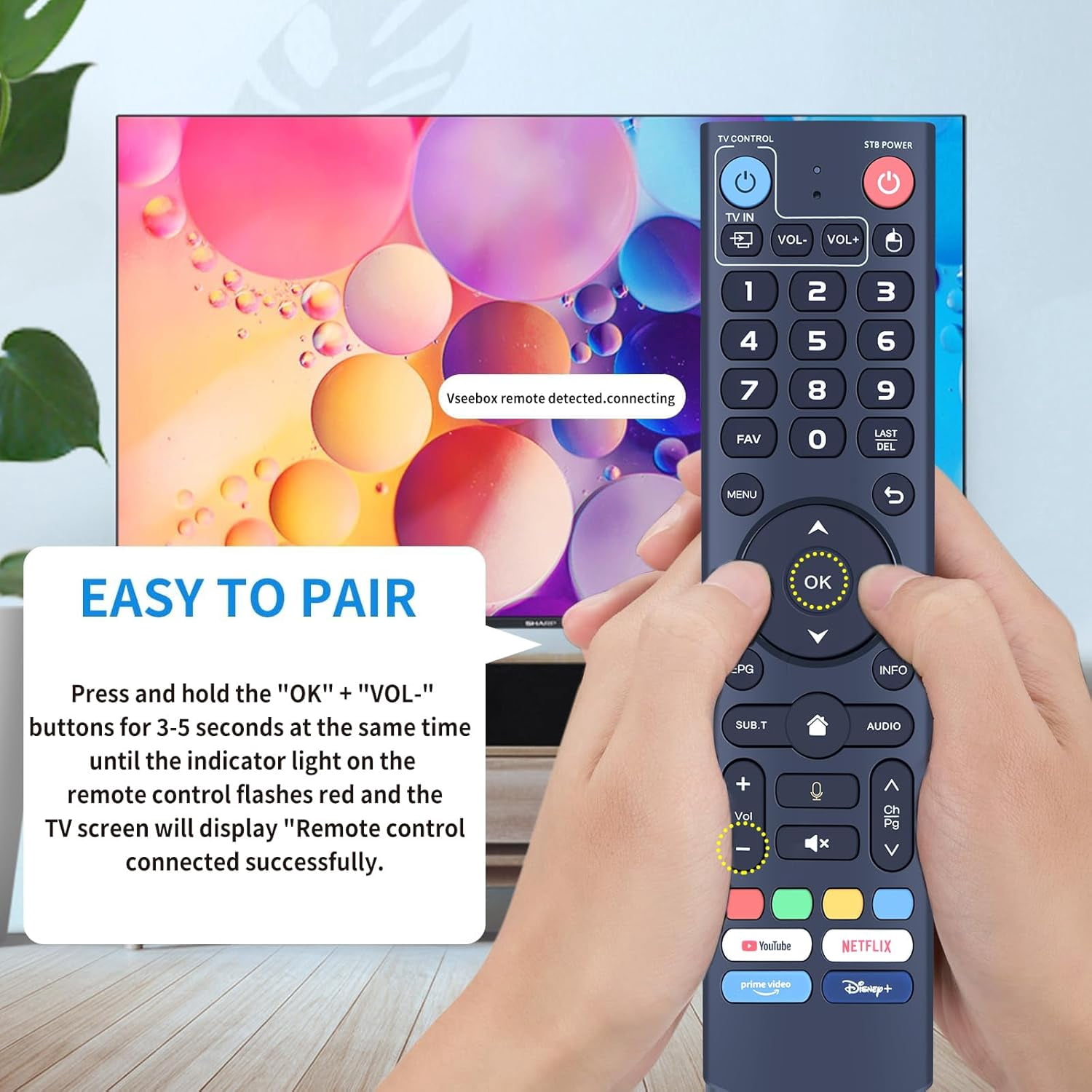 V3 Pro Replacement Voice Remote Control Compatible for vSeeBox V1 /V1 Pro / V2 /V2 Pro / V3 Pro / V5 Pro / V3 Plus/V1 Max/Elite/Max