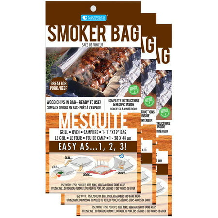 Smoker Bags - Set of 3 Mesquite Smoking Bags for Indoor or Outdoor Use - Easily Infuse Natural Wood (Best Wood Smokers For Home Use)