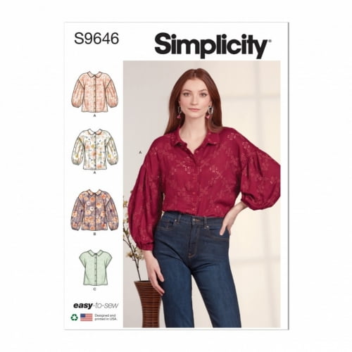 Simplicity Sewing Pattern 9646 Tops K5 (8-10-12-14-16)