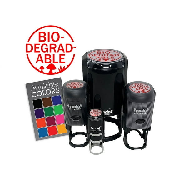 Biodegradable Label Sustainable Compostable Environmentally Friendly Mushroom Self-Inking Rubber Stamp Ink Stamper for Stamping Crafting Planners - 1/2 Inch Mini - UV Ink