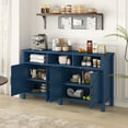 thumbnail image 2 of Sesslife 59" Kitchen Buffet Sideboard Cabinet with 4 Barn Doors, Farmhouse Storage Cabinet with Charging Station and Adjustable Shelves, Wood Console Cabinet for Entryway, Living Room, Navy, 2 of 10