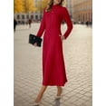 thumbnail image 4 of Cueply Dresses for Women Casual Long Sleeve Fall Spring Mock Neck Pullover Long Dresses with Pockets, 4 of 7