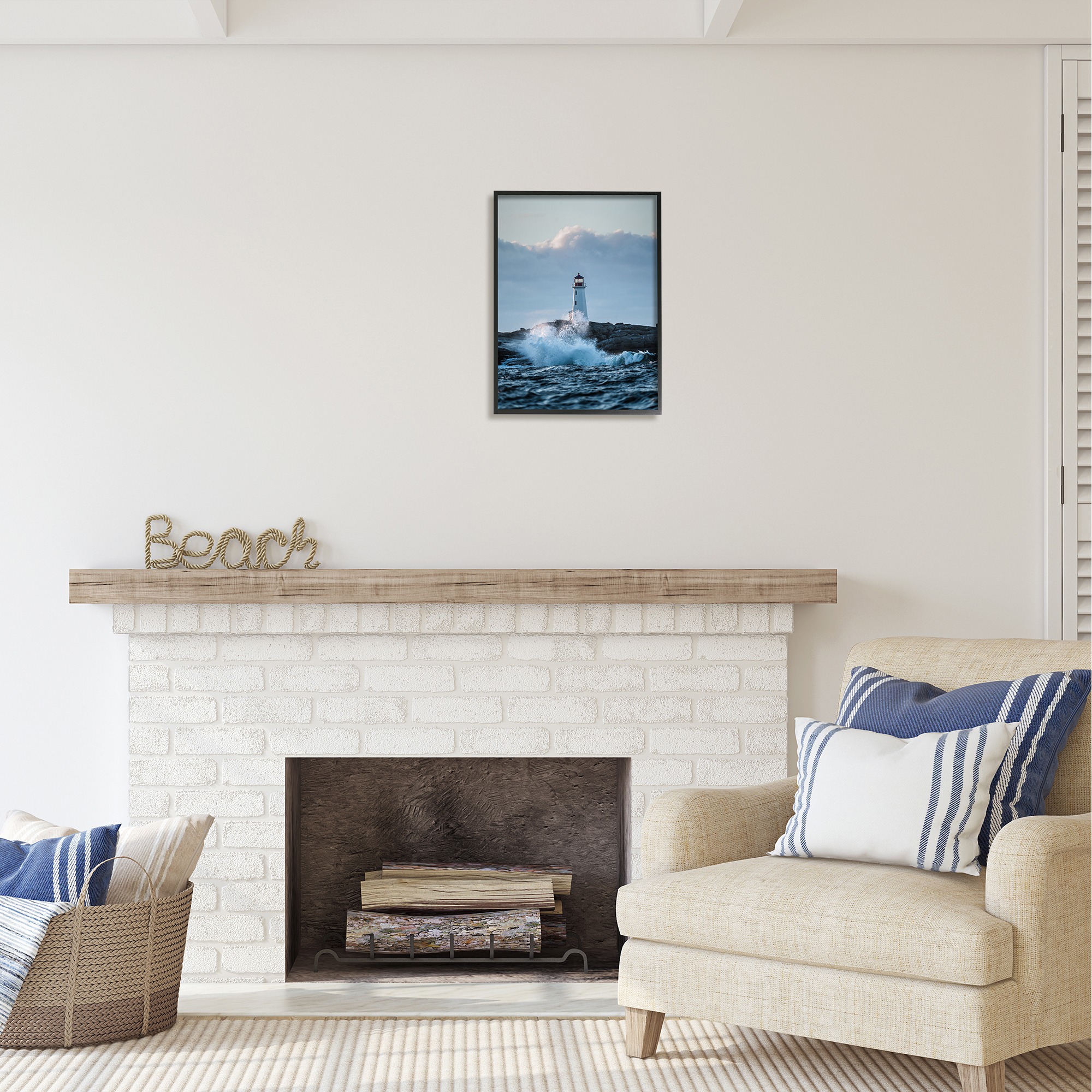 Stupell Industries Rough Sea Waves Photography Landscape Photography Black Framed Art Print Wall Art, 16 x 20