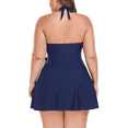thumbnail image 3 of Ocean Blues Women's Plus Size Swimdress Halter Deep V Swimwear One Piece Skirt Tummy Control Black One Piece Bathing Suit for Women Size L, 3 of 8