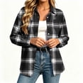 thumbnail image 6 of Yertdoel Flannel Shirt Women Long Sleeve Plaid Lapel Open Front Button Down Shirts Stylish Casual Soft Cozy Cardigan Jackets, 6 of 6