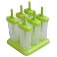 thumbnail image 1 of 6-Cell Shaped Reusable DIY Frozen Ice Cream Molds Ice Lolly Makers with Base (Green), 1 of 2