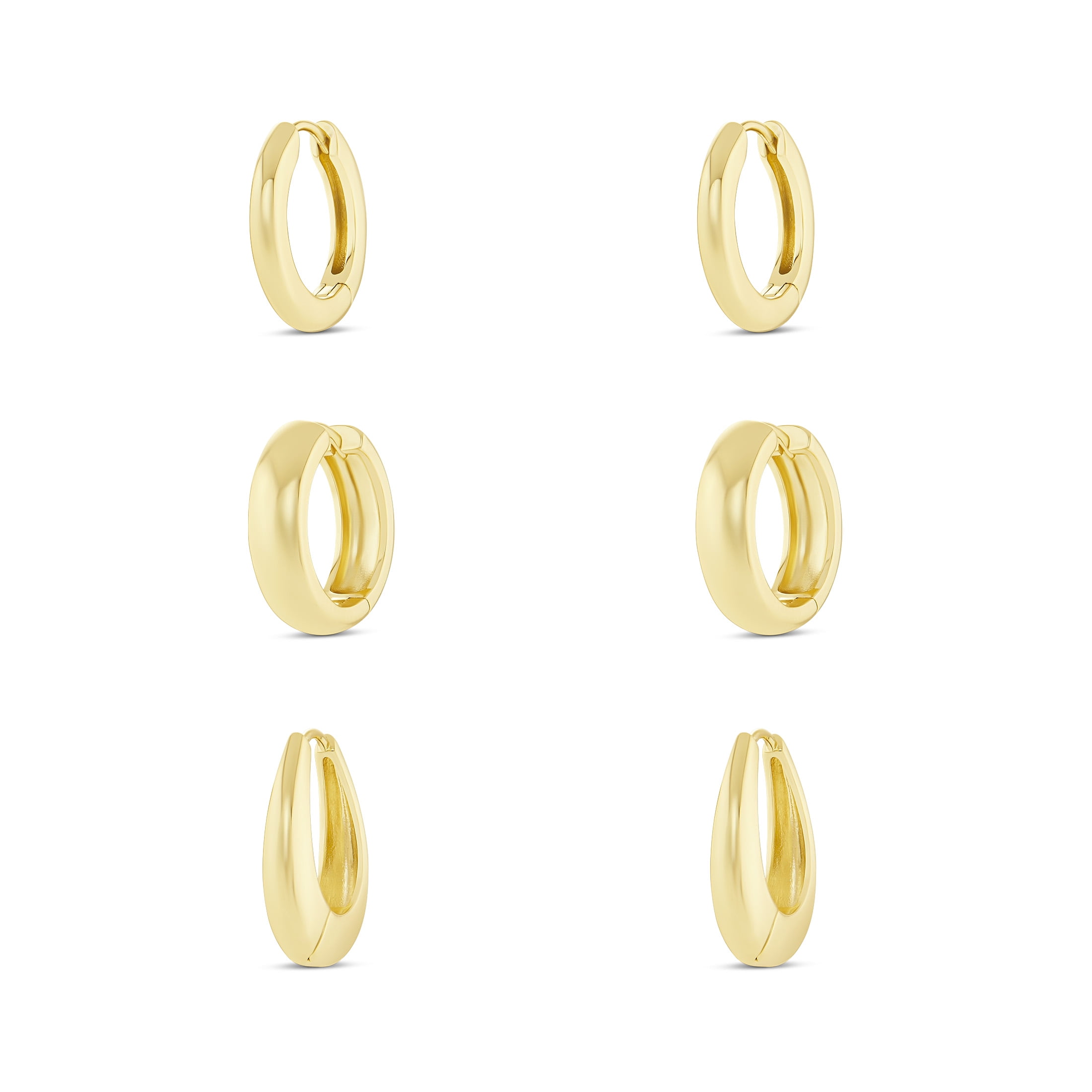 Believe By Brilliance Women's Flash Gold Plated Hoop Earring Set - 3 Pairs of Hoops