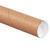 Mailing Shipping Tubes with Caps 2 1/2 x 12", Brown, Kraft, Pack of 34