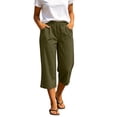 thumbnail image 3 of High Waisted Pants for Women Capris Pants Beach Pants Elastic Waist with Pocket Pants Casual Loose Solid Yoga Trousers Pants, 3 of 7
