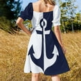 thumbnail image 4 of Nautical white and navy blue anchor Dress long sleeve dresses festival outfit women, 4 of 6