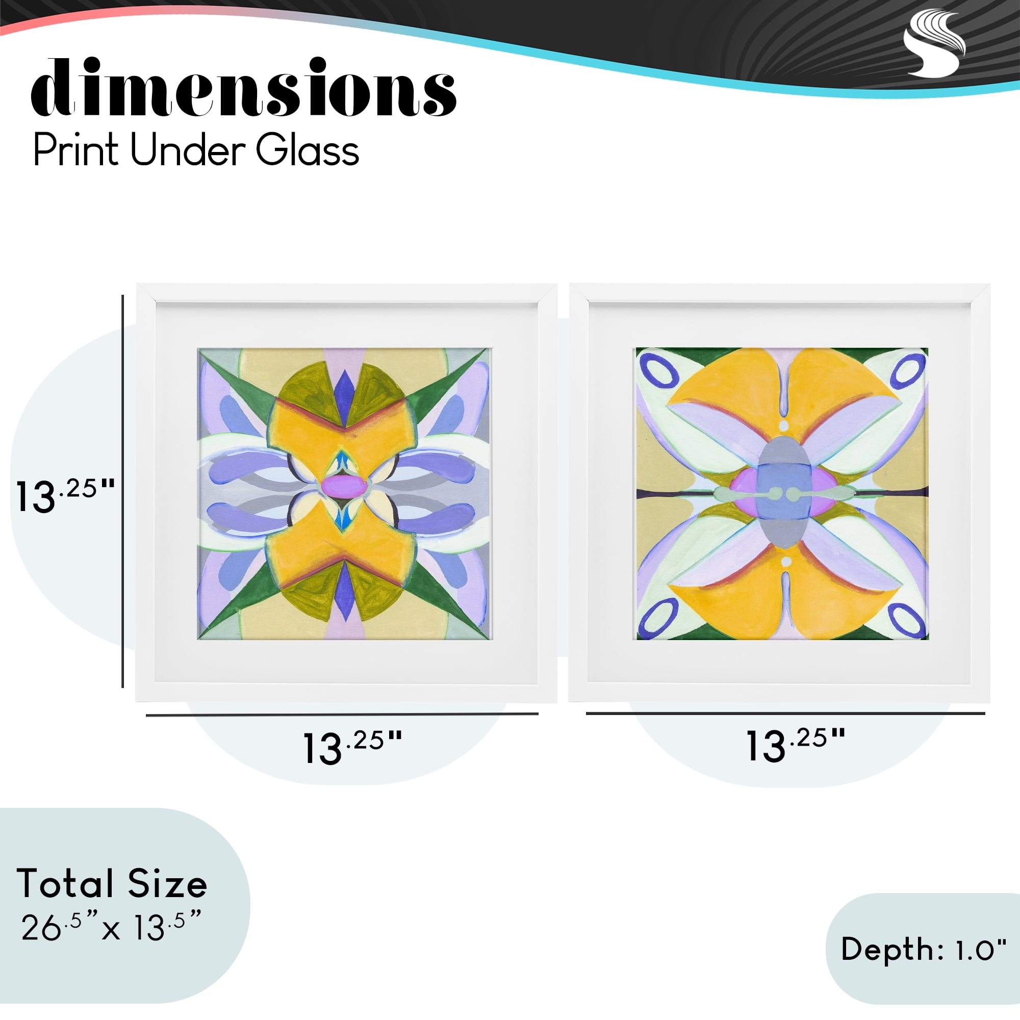 Stupell Industries Kaleidoscopic Revival Hues 2 Piece White Framed Print Under Glass Set, design by Melissa Wang