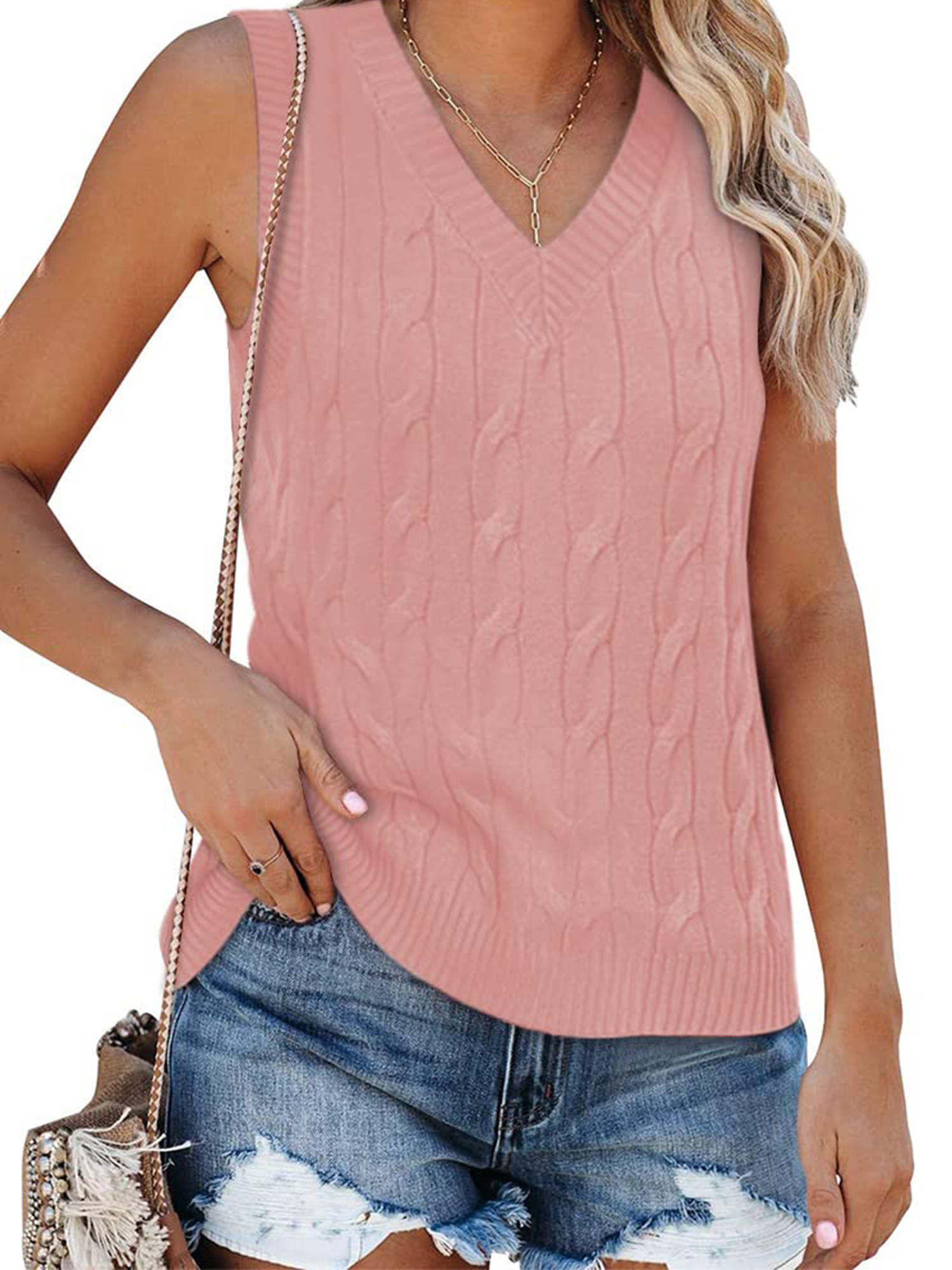 Sherrylily Women Sleeveless Sweater Vest VNeck Vintage Knitted Casual