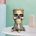 thumbnail image 4 of Maceta antigua con forma de cabeza de calavera para suculentas, decoración Oro, 4 of 9