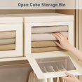 thumbnail image 4 of 4 Pack Beige Closet Storage Bins Front Opening Storage Bin Collapsible Fabric Organizer with Clear Window Dual Handles Closet Clothes Blanket Book Storage Box for Home DIMJ, 4 of 11